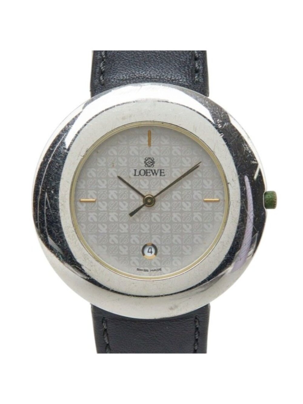 Loewe Anagram Watch 921 Silver Black Leather Stainless Steel